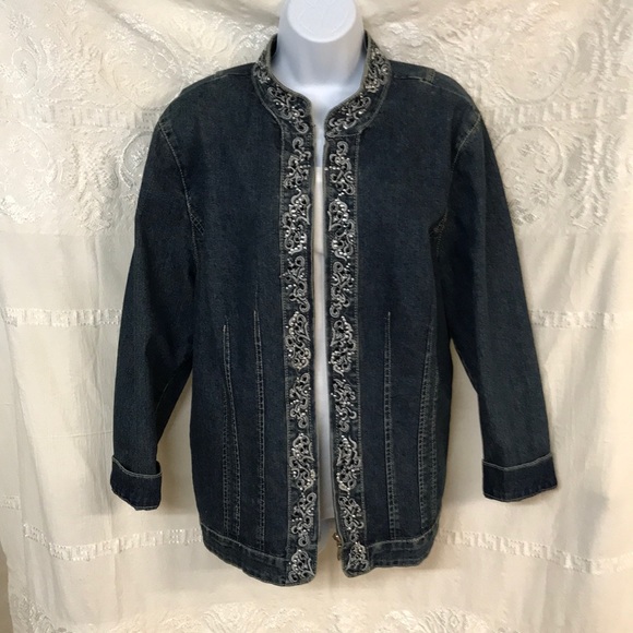 catherines jackets coats plus size 0x jean jacket with trim catherines plus size coats